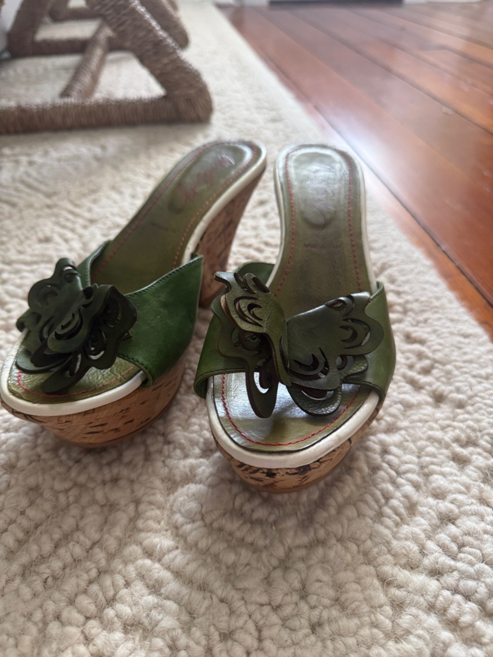 Miss sixty Green butterfly Leather platform sandal